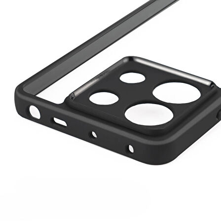 Gpack Xiaomi Redmi Note 13 Pro 5G Kılıf Roll Arkası Şeffaf Plastik Kenar Silikon Airbagli