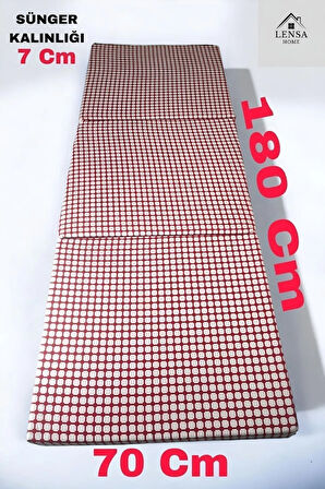 Çok Amaçlı Minder Yatak - Sünger Yer Yatağı (70x180cm kalınlık 7cm) Akustik Beyaz Kırmızı