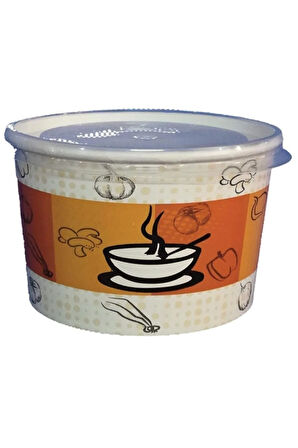 Karton Çorba Kase 16 oz Kapaklı Çorba Kabı Tek Kullanımlık 50 Adet Kap 50 Adet Kapak