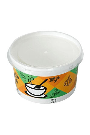 Karton Çorba Kase 16 oz Kapaklı Çorba Kabı Tek Kullanımlık 50 Adet Kap 50 Adet Kapak