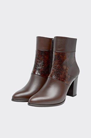 Hakiki Deri Rugan Desenli Kadın Bot