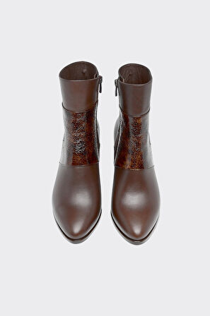 Hakiki Deri Rugan Desenli Kadın Bot