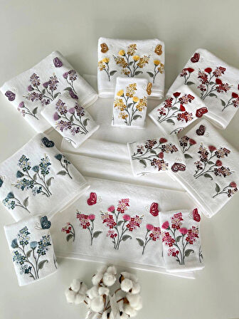 SARRA KADİFE 3D NAKIŞLI ANALİ-KIZLI 2'Lİ TAKIM - GELİNCİK- KIRMIZI