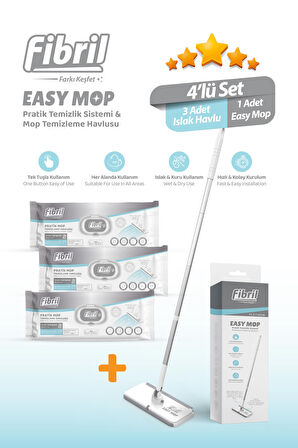 Easy Mop Pratik Temizlik Sistemi + 3 Paket Temizleme Havlusu 120 Yaprak