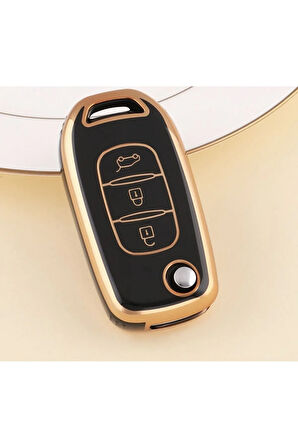 Renault Clio 5 Sustalı Anahtar Kılıfı Gold Siyah Renk