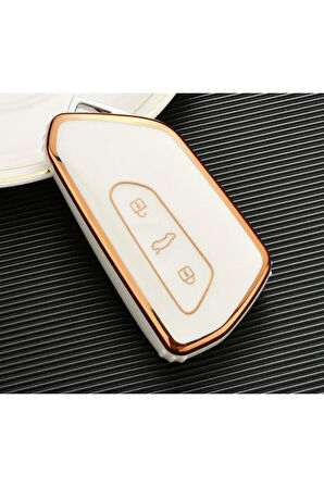 Golf 8 Leon Formentor Octavia Cupra Anahtar Kılıfı Gold Beyaz Renk