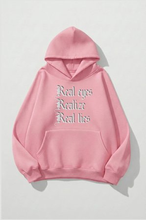 Unisex Yumuşak Dokulu Real Eyes Realize Real Lies Baskılı Tasarım Oversize 3 İplik Hoodie Sweatshirt