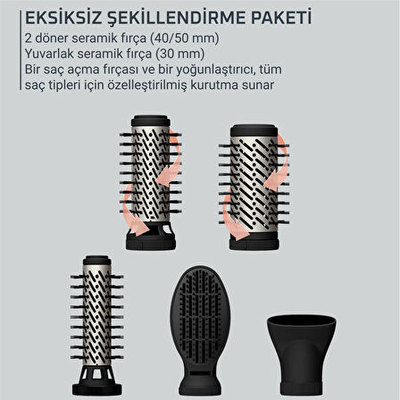 Brush Activ, Döner Başlıklı Fırça, 1000 W Saç Kurutma Fırçası, Ergonomik TasarımUB9540F0