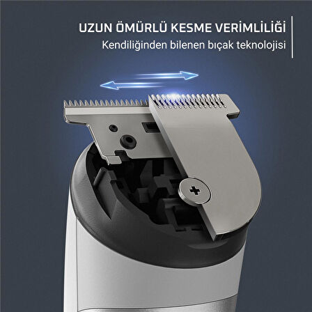 Trim & Style 8'i 1 Arada, 6 Taraklı Çelik Bıçaklı Tıraş Makinesi