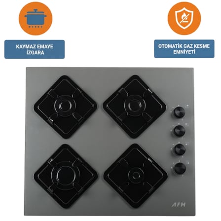 Alveus AFM Serisi Mila Antrasit-Gri Cam Turbo Dijital 3'lü Ankastre Set (Fırın + Ocak + Davlumbaz)