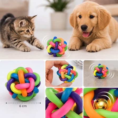BakGelAl İnteraktif Zilli Kauçuk Kedi ve Köpek Oyun Topu 6 cm – Dayanıklı Çiğneme ve Diş Bakım Oyunc