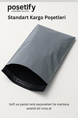 Gri Cepsiz Kargo Poşeti 17x23+4 cm | Yapışkan Bantlı Kargo Zarfı | 25’li E-Ticaret Poşeti