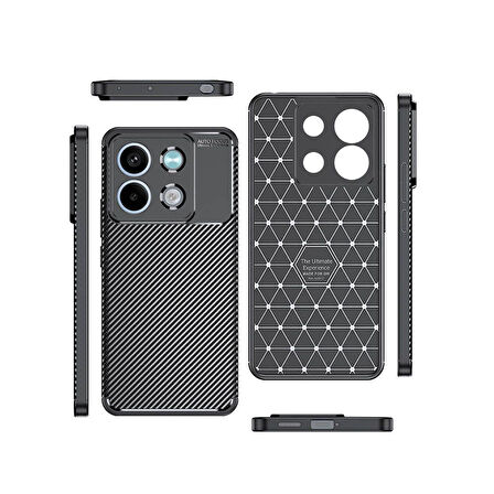 Gpack Xiaomi Redmi Note 13 Kılıf Negro Karbon Kamera Korumalı Silikon