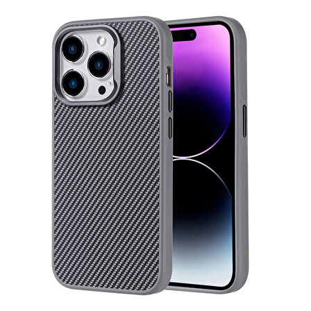 Gpack Apple iPhone 15 Pro Max Kılıf Karbon Fiber Dizayn Magsafeli Troy Kapak