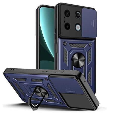 Gpack Xiaomi Poco X6 5G Kılıf Tank Aramid Sürgülü Vega Yüzüklü Sert Silikon