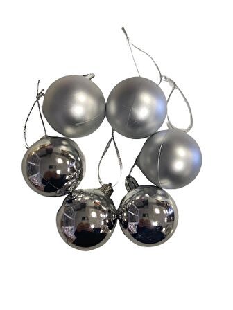 YILBAŞI TOP AĞAÇ SÜSÜ 6'LI 5CM GÜMÜŞ