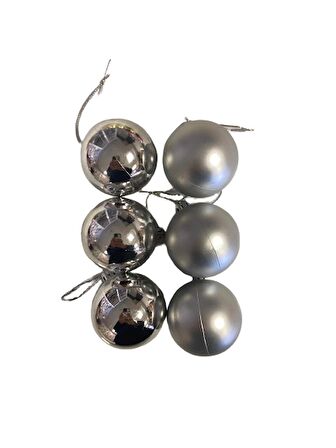 YILBAŞI TOP AĞAÇ SÜSÜ 6'LI 5CM GÜMÜŞ