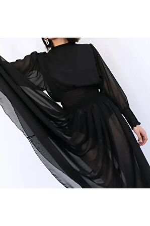 Zarif ve Şeffaf: Siyah Şifon Etek