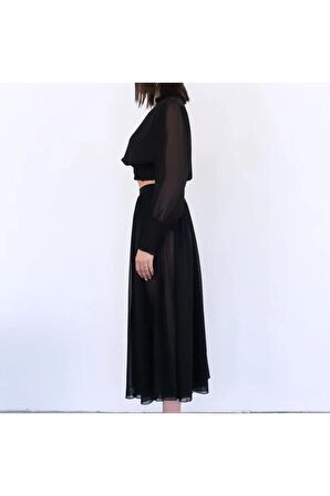 Zarif ve Şeffaf: Siyah Şifon Etek