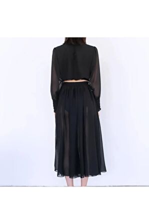 Zarif ve Şeffaf: Siyah Şifon Etek