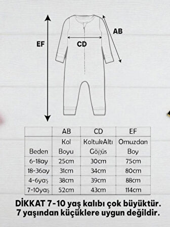 Yorni 18-36AY BEDEN, Bebek Çocuk Nakışlı Uzun Kollu Oeko-Tex Mikro Polar Uyku Tulumu Tog 2