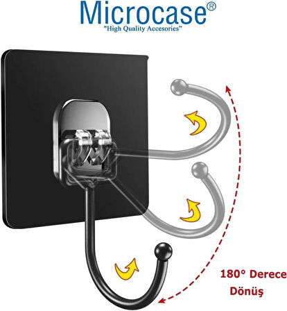 Microcase Güçlü Plastik Yapışkanlı Banyo Mutfak Eşya Havlu Vb Ürün Askılığı Siyah - SİYAH AL4466 1 Adet
