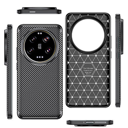 Gpack Xiaomi Mi 14 Ultra Kılıf Negro Karbon Kamera Korumalı Silikon