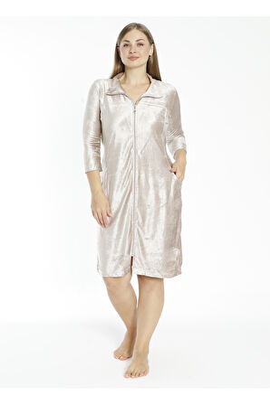 Fermuarlı Cepli Pamuklu Büyük Beden Elbise