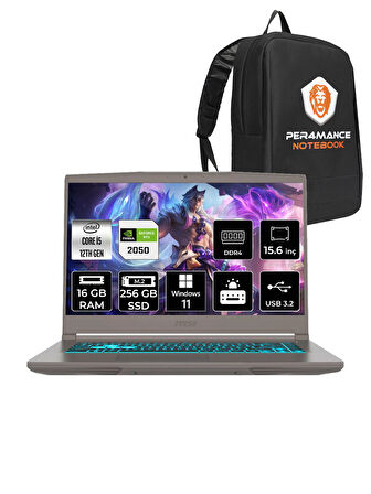 MSI Thin 15 i5 12450H 16GB 256GB SSD RTX2050/4GB 15.6" FHD 144HZ W11H B12UCX20TR & PER4 ÇANTA