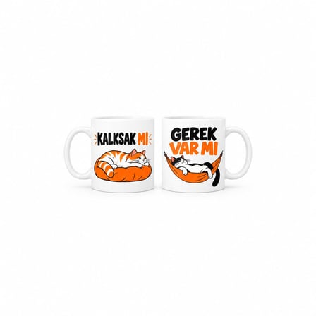 İki Tembel 2'li Porselen Kupa Seti - MODEL 794