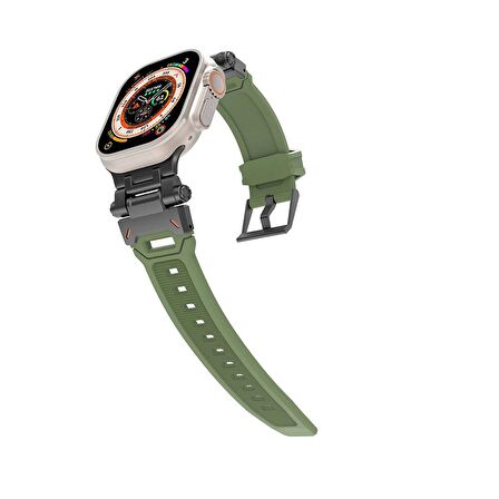 Gpack Apple Watch Ultra Kordon Metal Bağlantılı Tokalı Silikon Kayış KRD108