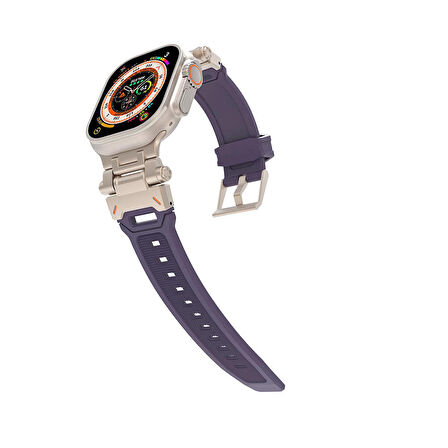 Gpack Apple Watch Ultra Kordon Metal Bağlantılı Tokalı Silikon Kayış KRD108