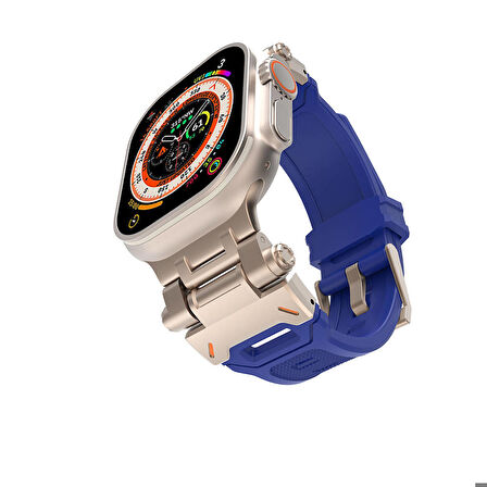 Gpack Apple Watch Ultra Kordon Metal Bağlantılı Tokalı Silikon Kayış KRD108