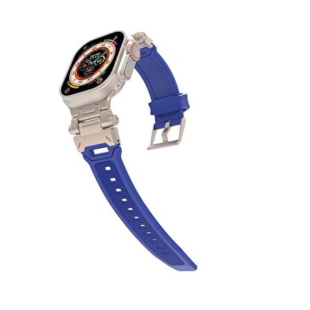 Gpack Apple Watch Ultra Kordon Metal Bağlantılı Tokalı Silikon Kayış KRD108