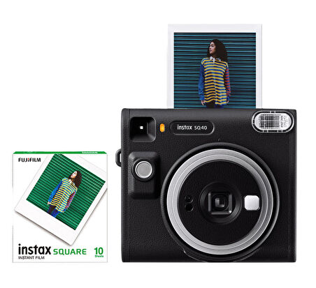 Fujifilm Instax SQ40 Siyah Fotoğraf Makinesi ve 10'lu Kare Film Set