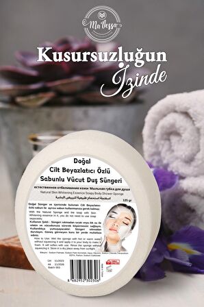 Doğal Cilt Beyazlatıcı Özlü Süngerli Sabun, Sabunlu Vücut Duş Süngeri, Banyo Lifi 125 gr