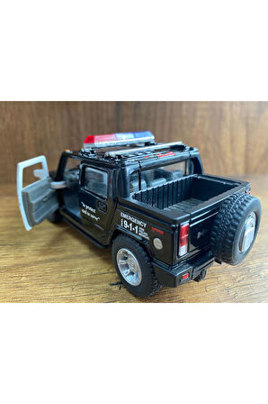 Hummer H2 SUT Polis Çek Bırak Die Cast Kapıları Açılabilen 2005 hummer h2 sut polis arabası