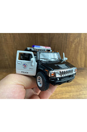 Hummer H2 SUT Polis Çek Bırak Die Cast Kapıları Açılabilen 2005 hummer h2 sut polis arabası