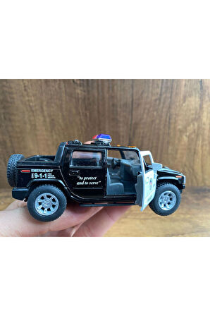 Hummer H2 SUT Polis Çek Bırak Die Cast Kapıları Açılabilen 2005 hummer h2 sut polis arabası