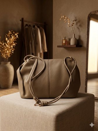 Aldorya Lüks Knotted Soft Omuz Çantası - Günlük Ve Özel Günler Için Krem