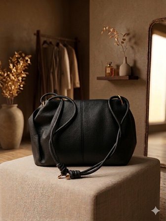 Aldorya Lüks Knotted Soft Omuz Çantası - Günlük Ve Özel Günler Için Siyah