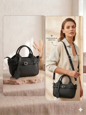 Aldorya Urban Buckle Deri Görünümlü Çanta Siyah