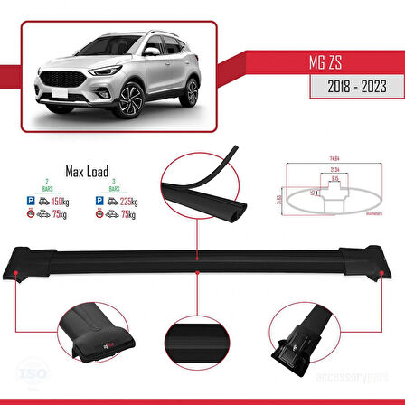 Mazda Tribute 2000-2007 Arası ile Uyumlu FLY Model Ara Atkı Tavan Barı Siyah 2 Adet