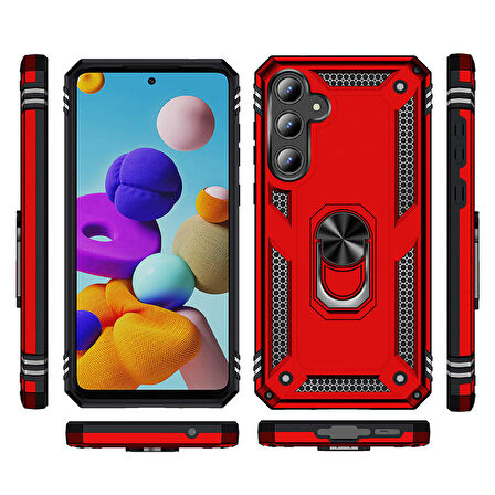 Gpack Samsung Galaxy A35 Kılıf Vega Sert Silikon Tank Standlı Yüzüklü Mıknatıslı