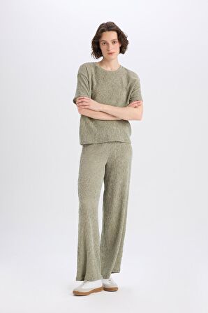 Wide Leg Kışlık Pantolon Geniş Paça Basic Düz  Bürümcük