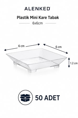 Plastik Mini Kare Tabak 6x6cm - 50 Adet