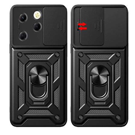 Gpack Tecno Spark 20 Pro Kılıf Tank Aramid Sürgülü Vega Yüzüklü Sert Silikon