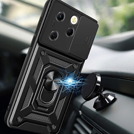 Gpack Tecno Spark 20 Pro Kılıf Tank Aramid Sürgülü Vega Yüzüklü Sert Silikon