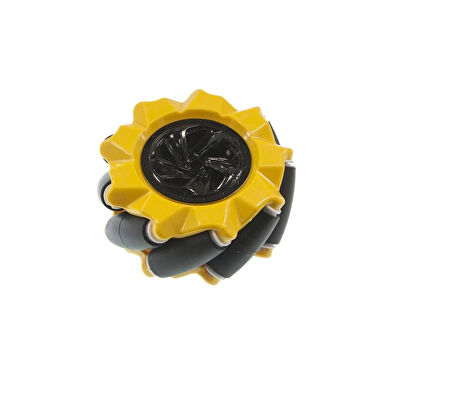 Emesrobotik 80mm Mecanum Tekerlek Seti SARI (4 Adet-2 Sağ- 2 Sol) – TT Motor Uyumlu Kaplin Hediyeli