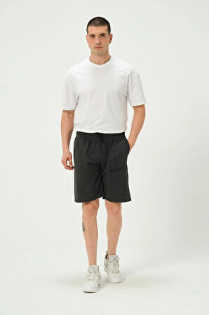 Erkek Fermuar Detaylı Şort Antrasit